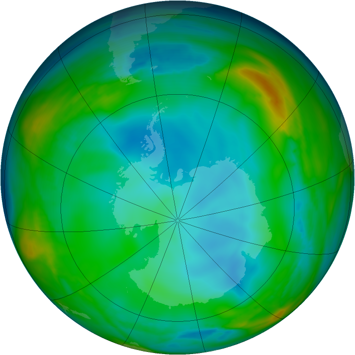 Antarctic ozone map for 27 June 2007